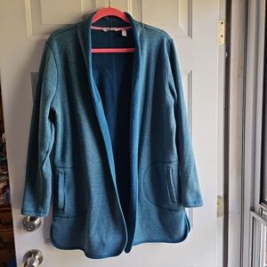 Isaac Mizrahi teal open front cardigan size Large